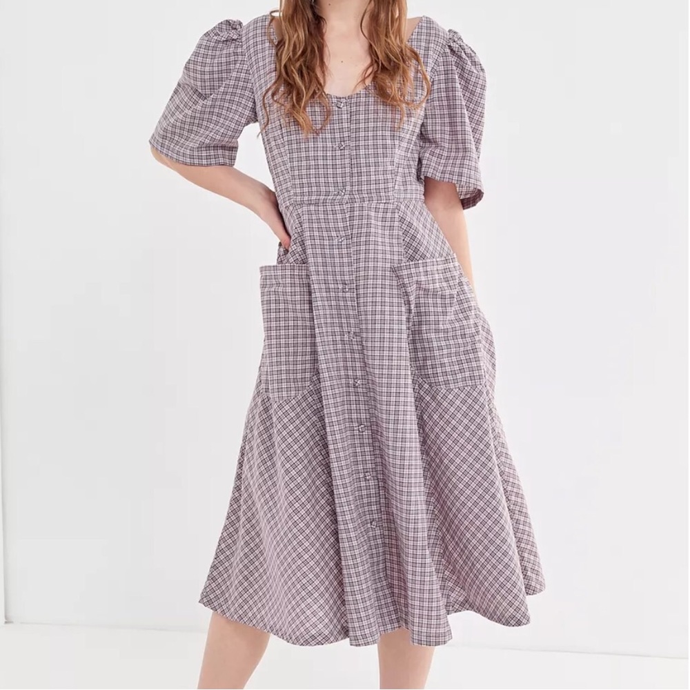 Samantha Pleet Dorothy Plaid Puff Sleeve Dress